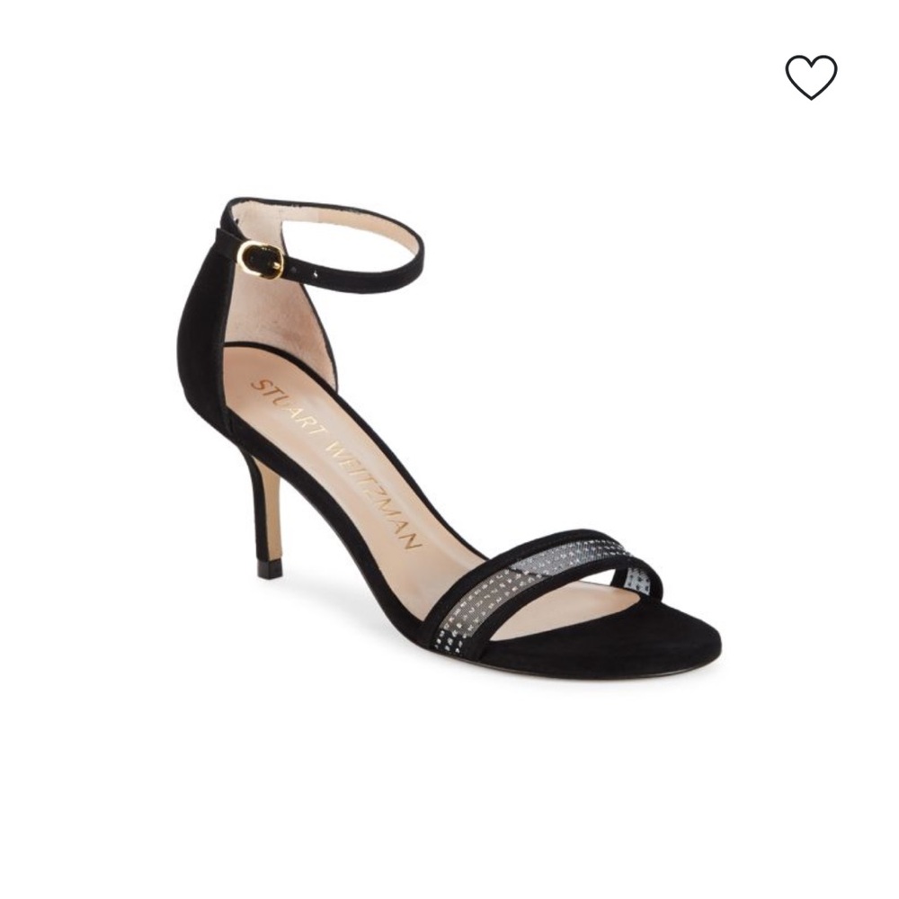 Stuart Weitzman Black Suede Ankle Strap Sandals